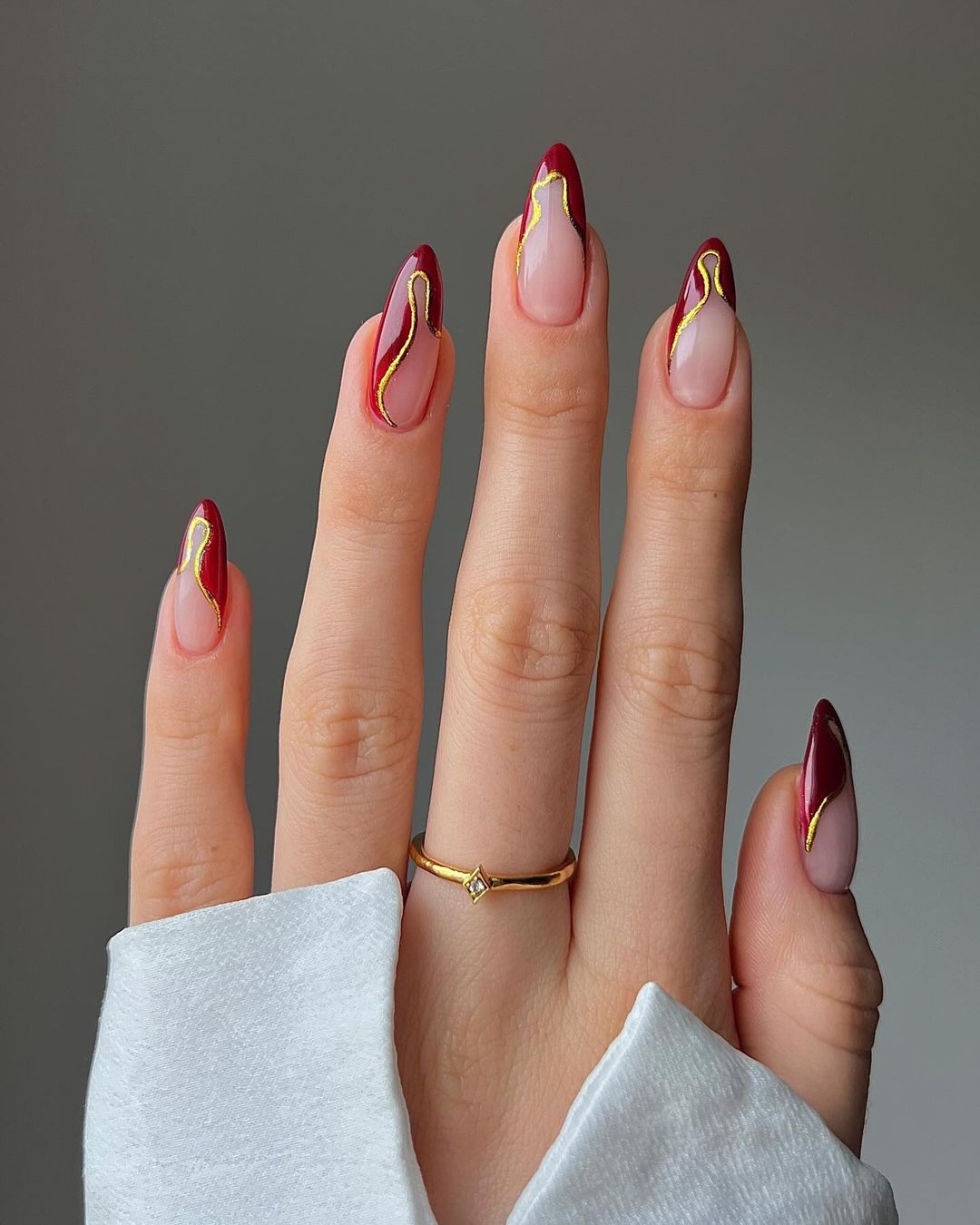 abstract burgundy nails