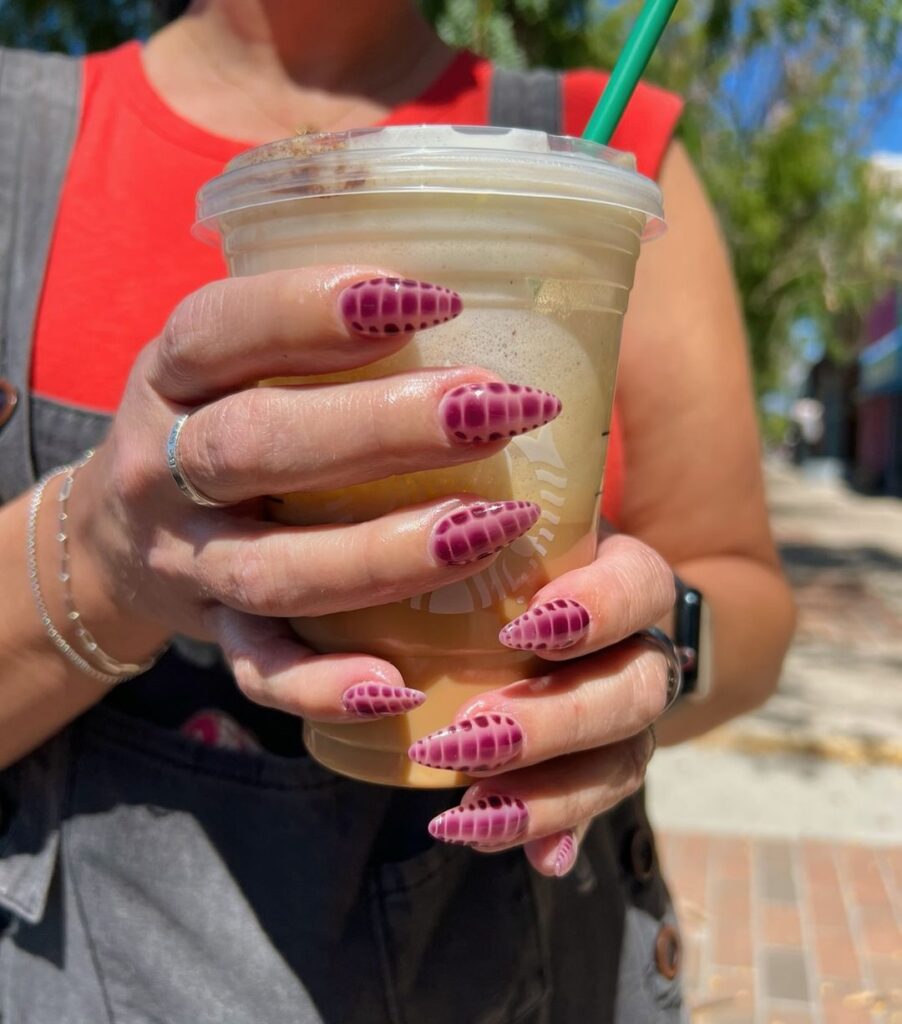 Acrylic Cherry Mocha Tortoise Nails