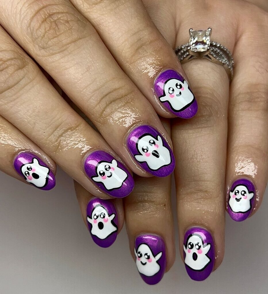 Adorable Spooky Purple Nails