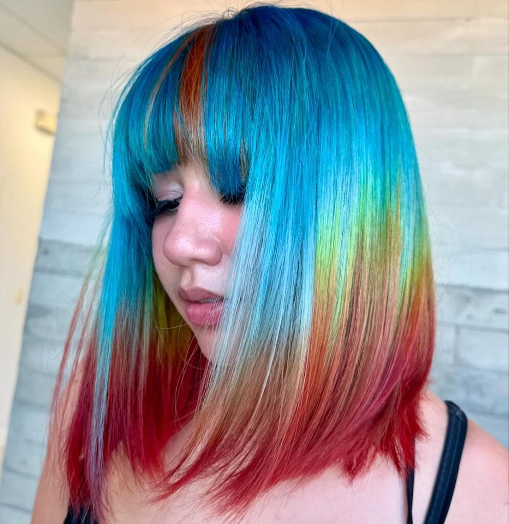 Tous les cheveux de l'arc-en-ciel en dégradé