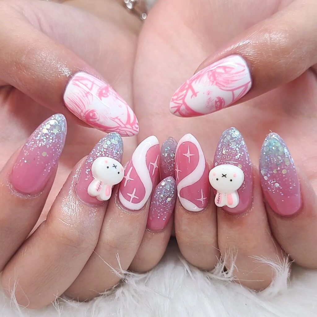 Anime Kawaii Bunny Nails