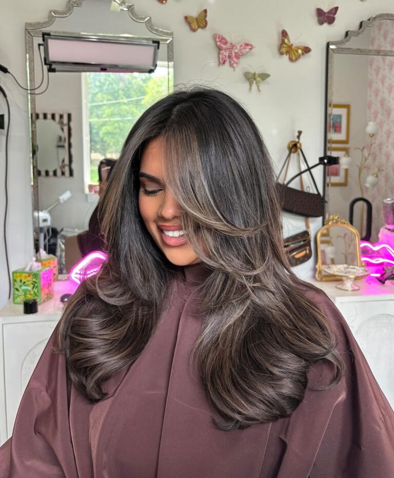 ashy classy highlights for brown hair