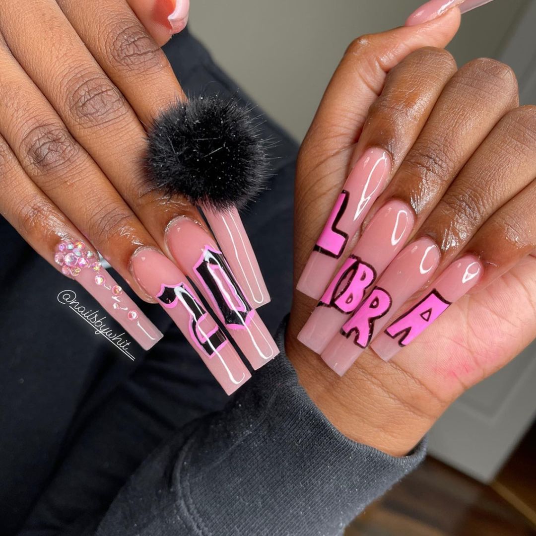 barbie pink libra nails