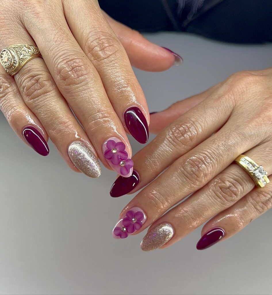 Ongles d'automne à la cerise et au moka