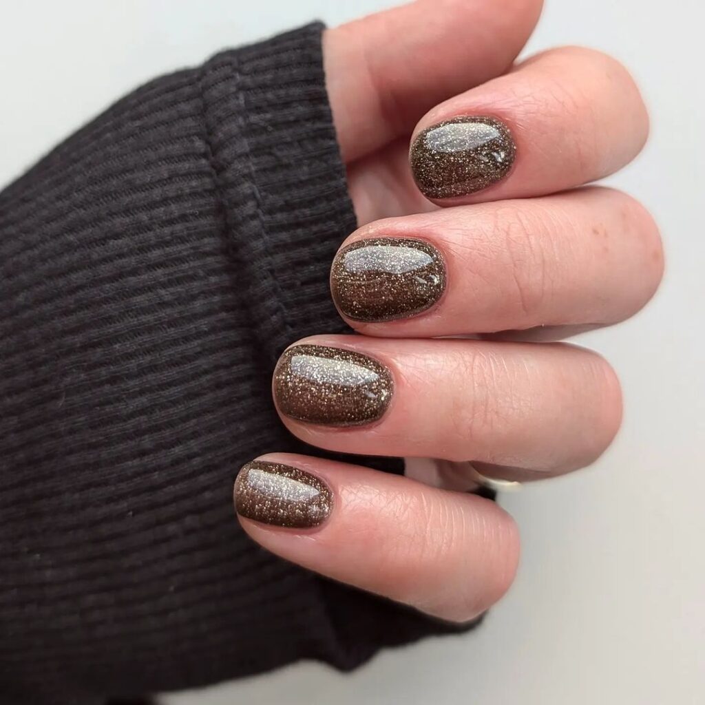 ongles pailletés au chocolat