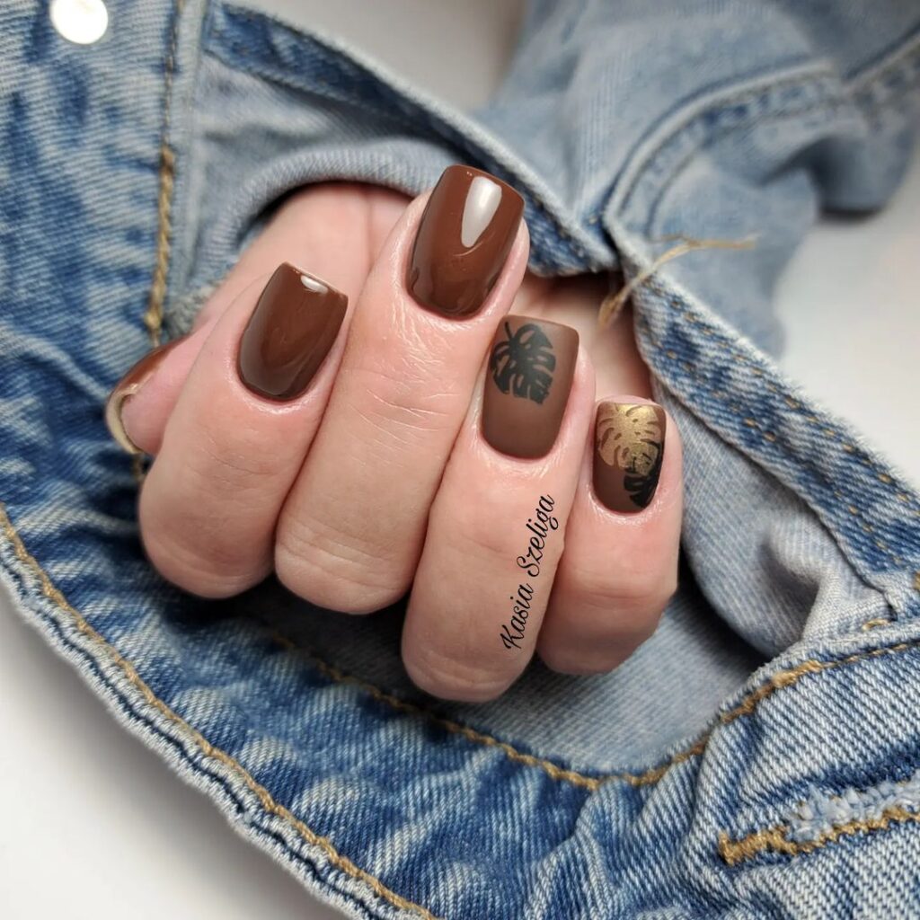 ongles carrés au chocolat