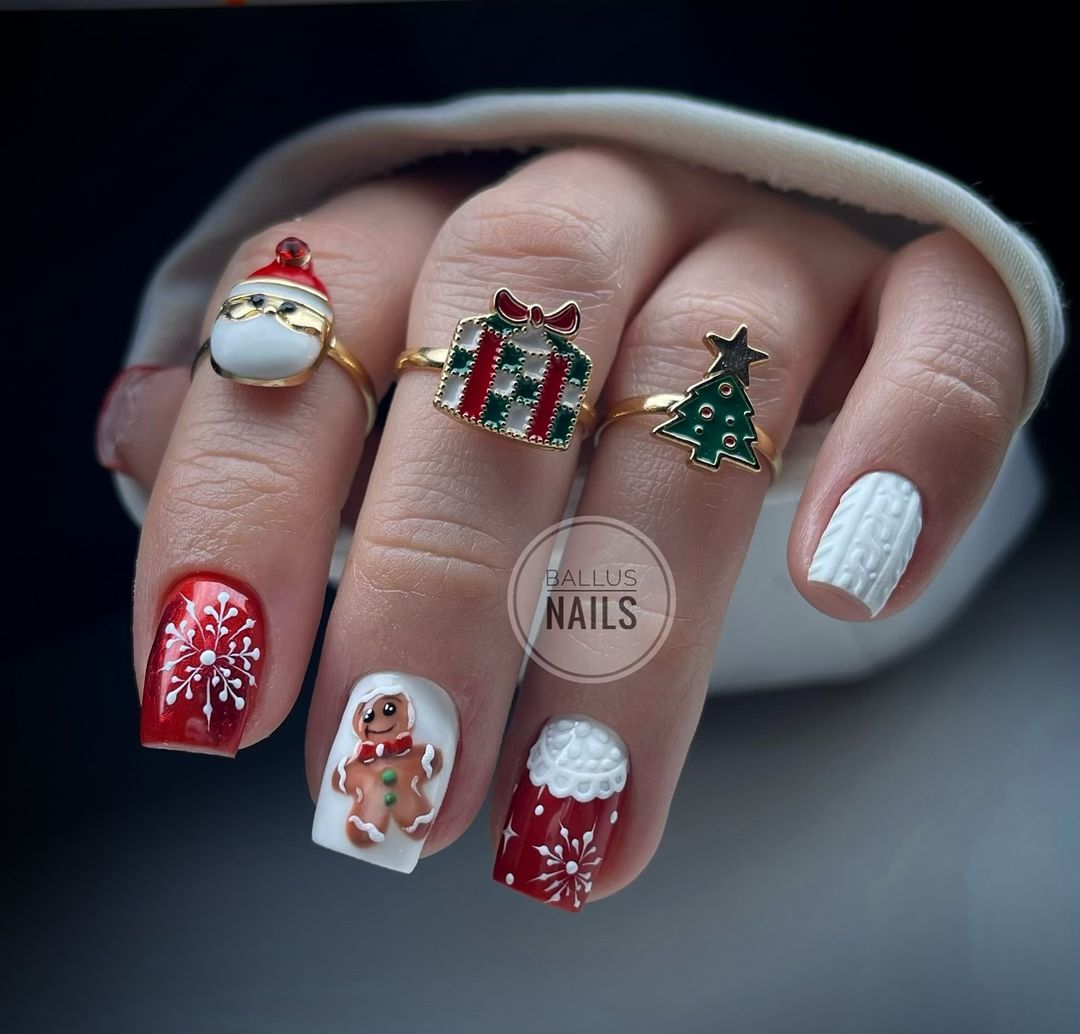 arte de unhas 3d de natal