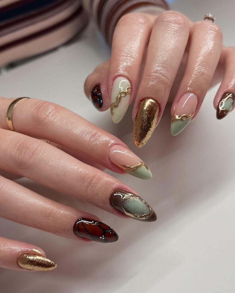 Chrome Almond November Nails