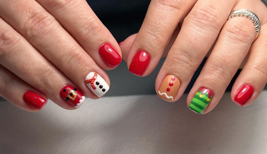 unhas de natal giras e bem arranjadas