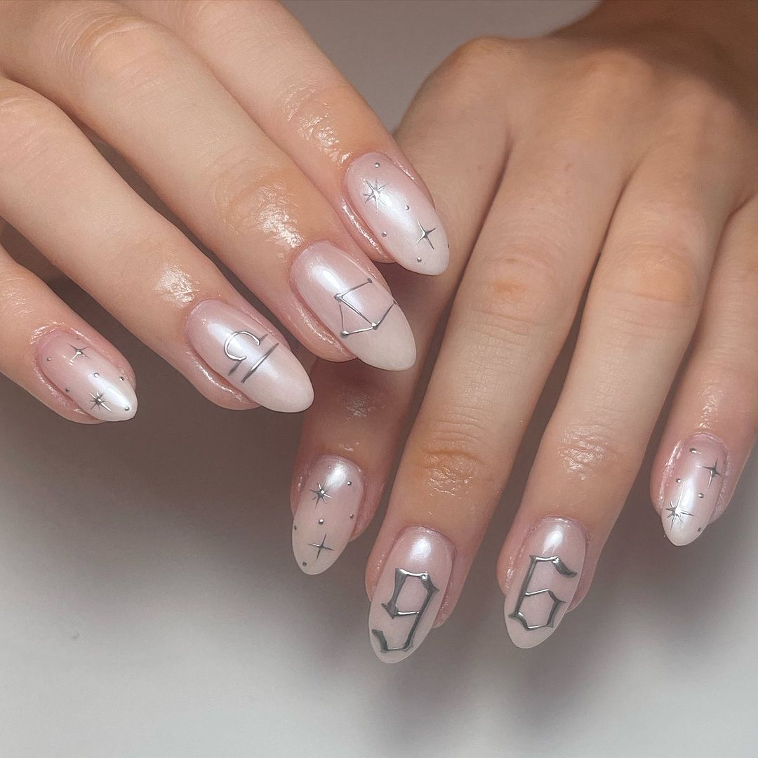 delicate libra chrome nails