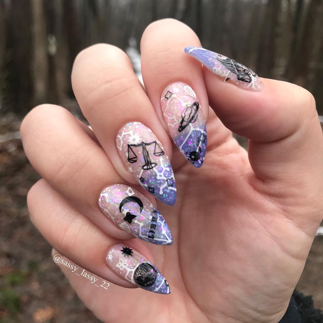 dip almond libra-inspired nails