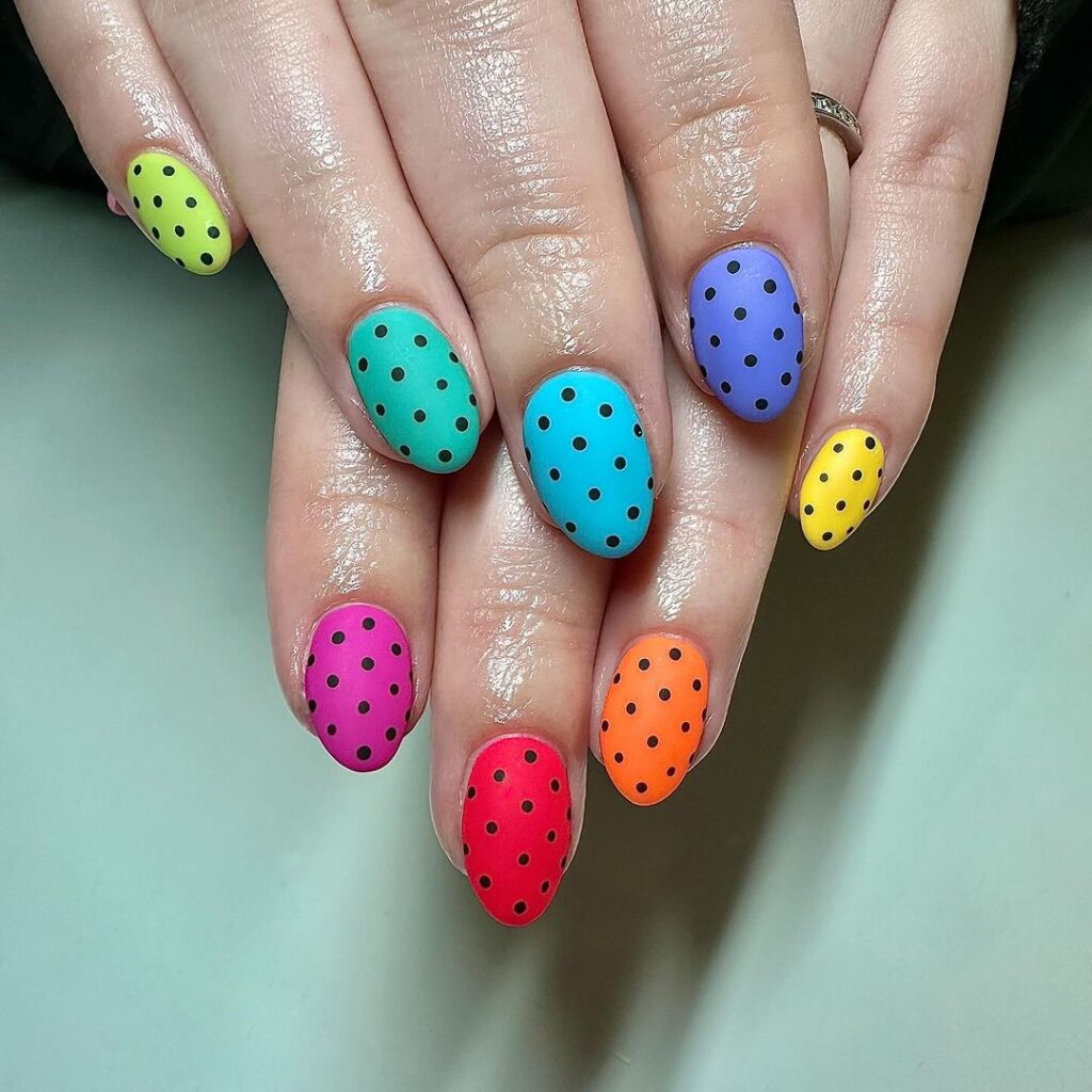 Dotty Rainbowy Nails