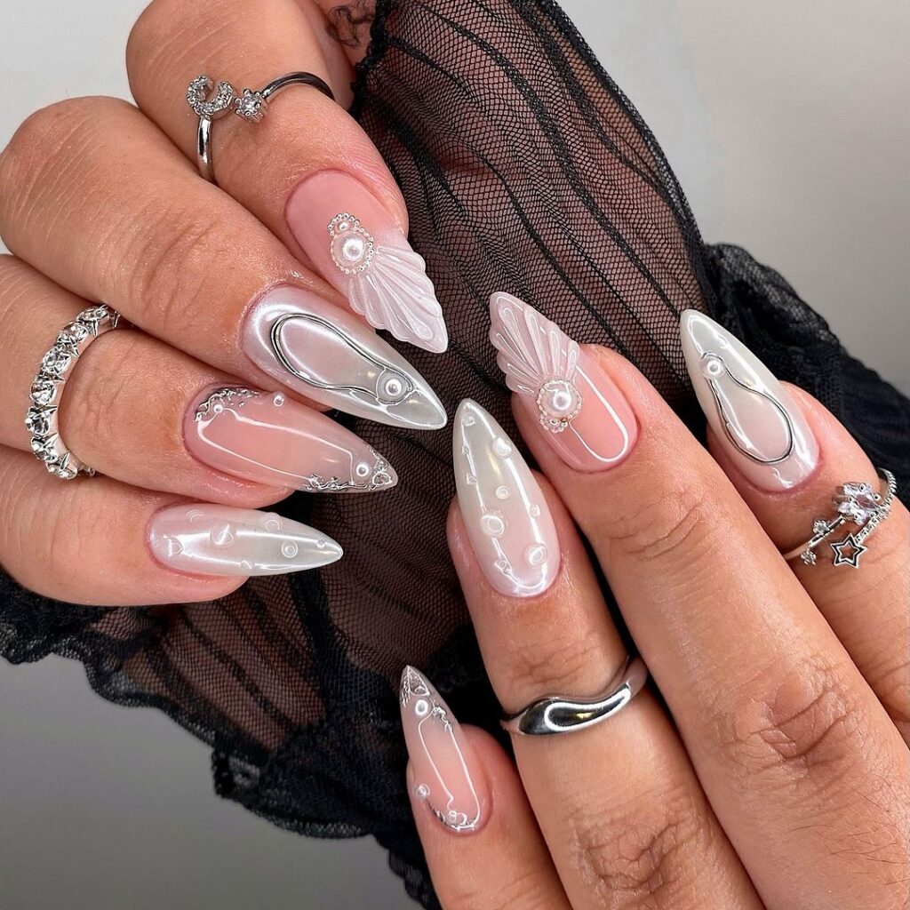 Design de unhas de pérolas de sonho