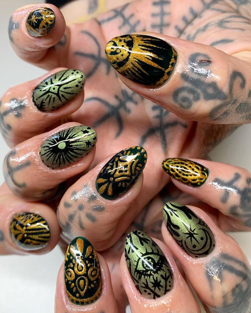 earthy witch mystical nails