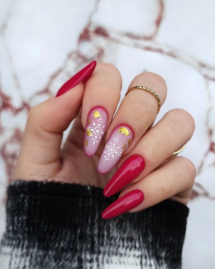 conjunto de unhas de natal elegante