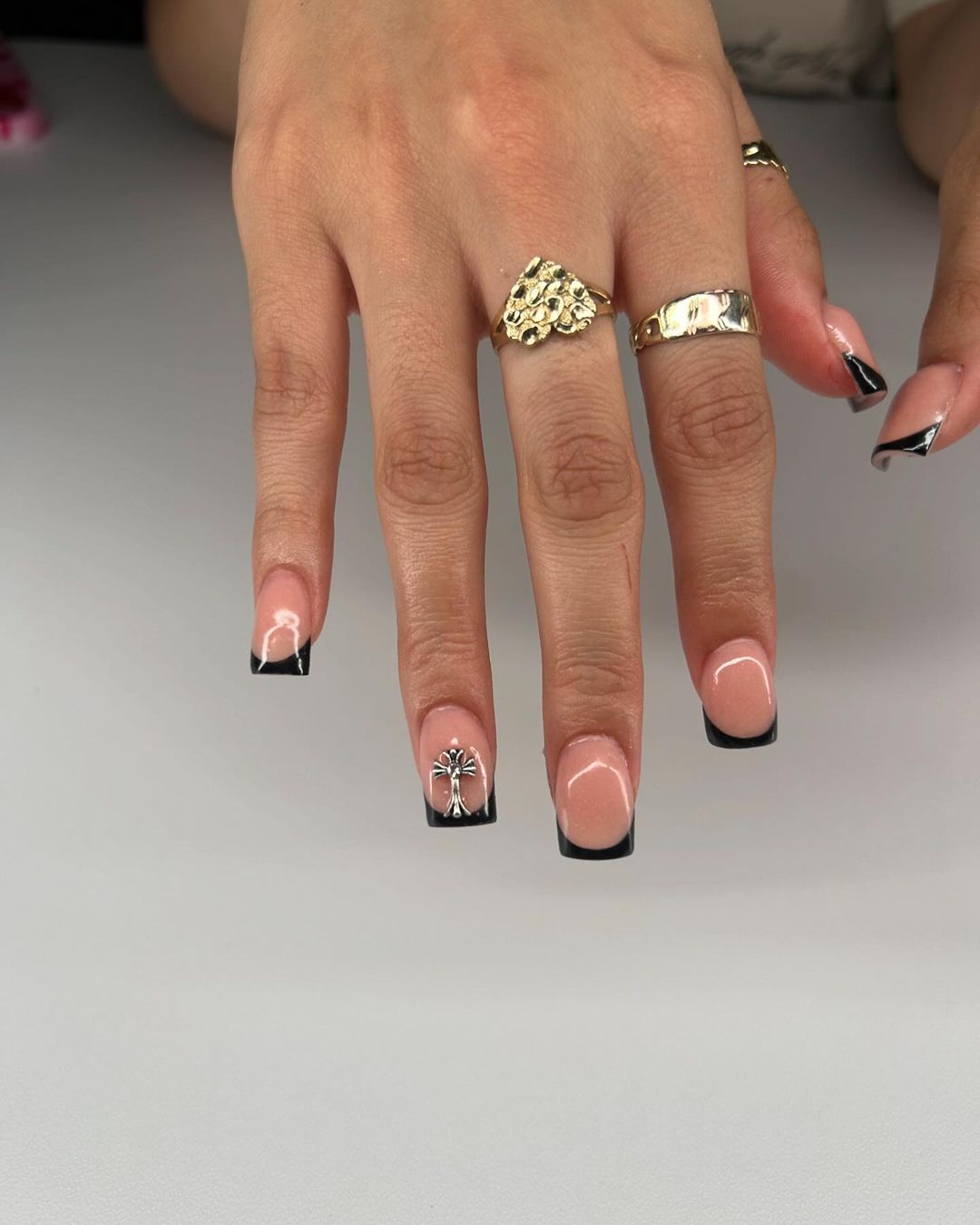 element of touch black french tip nails