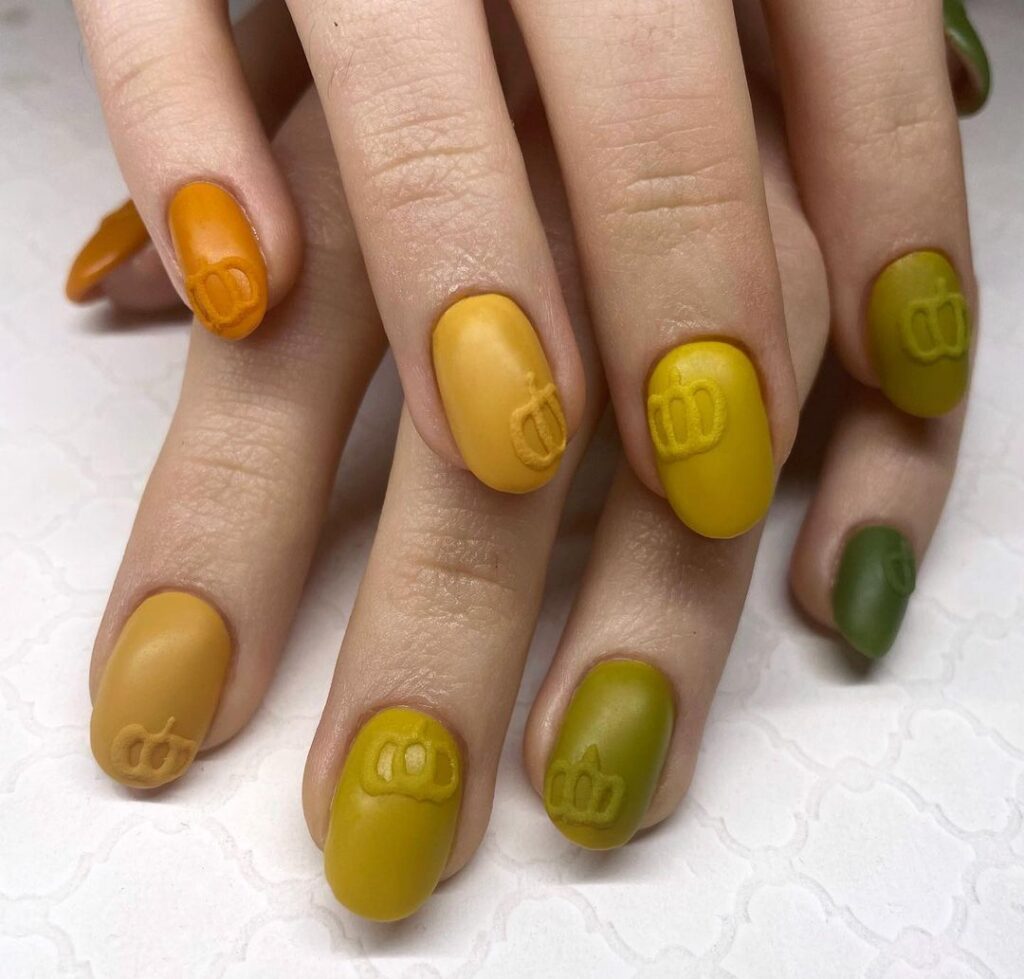 Embossed Pumpkin Thanksgiving Nails