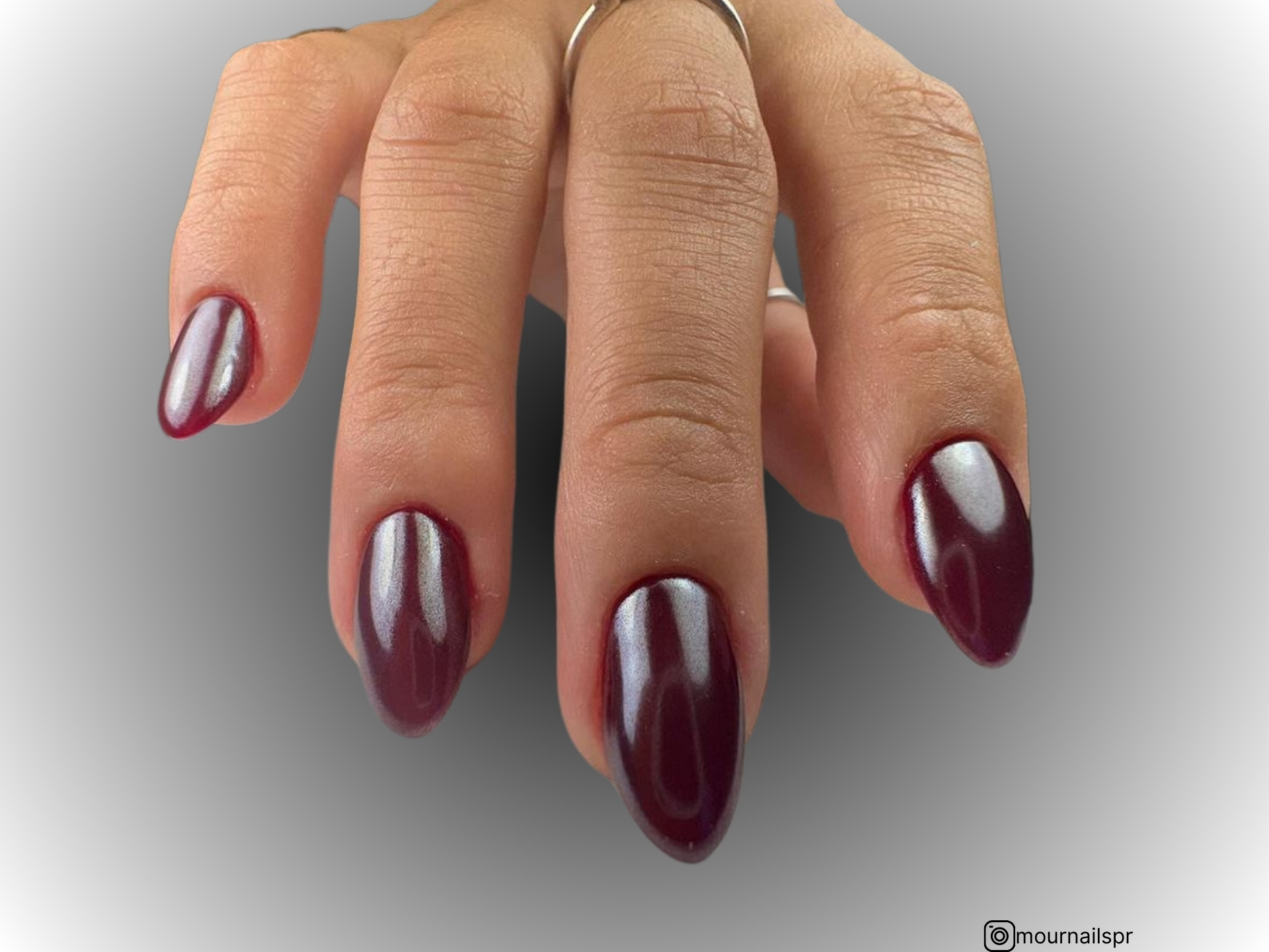 maroon chrome nails