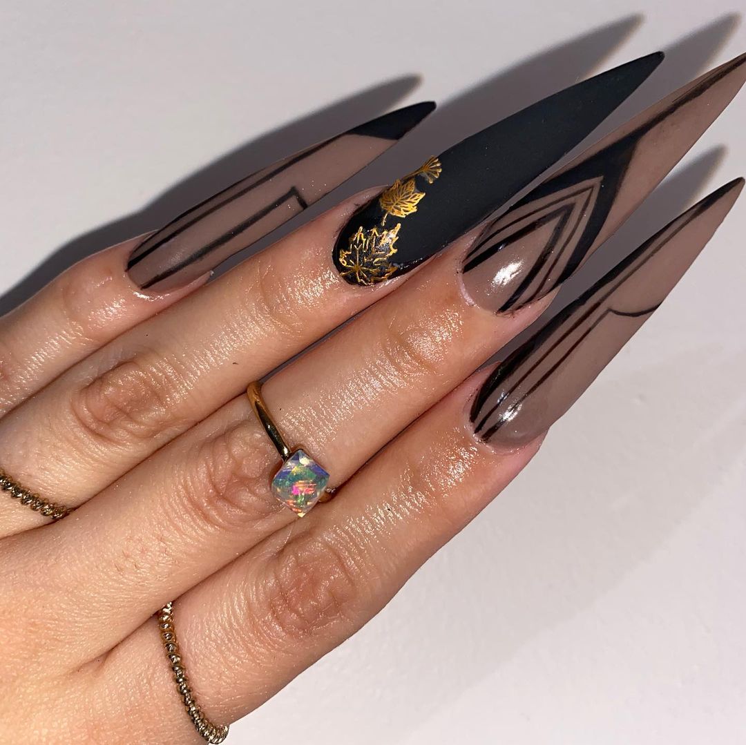 fall acrylic stiletto nails