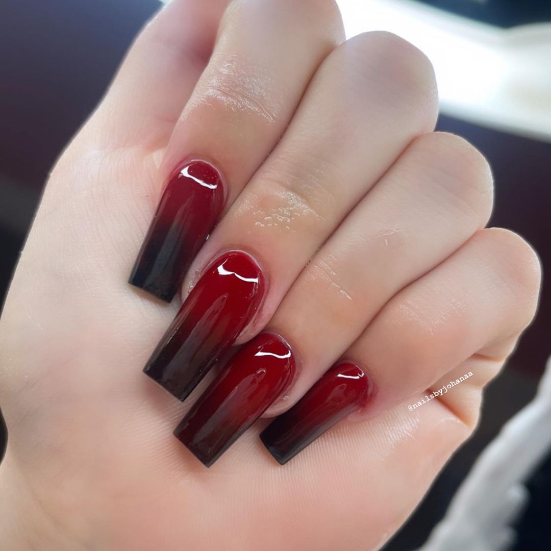 uñas acrílicas ombre de otoño