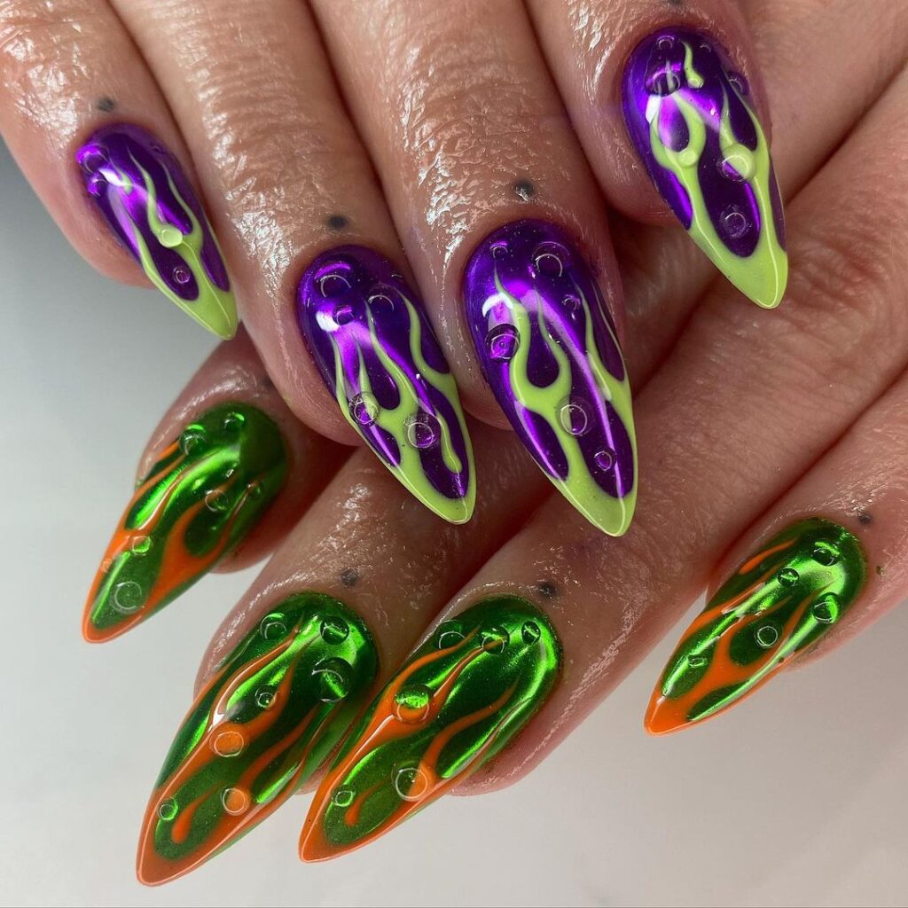 Unhas Flaming Stiletto Gemini