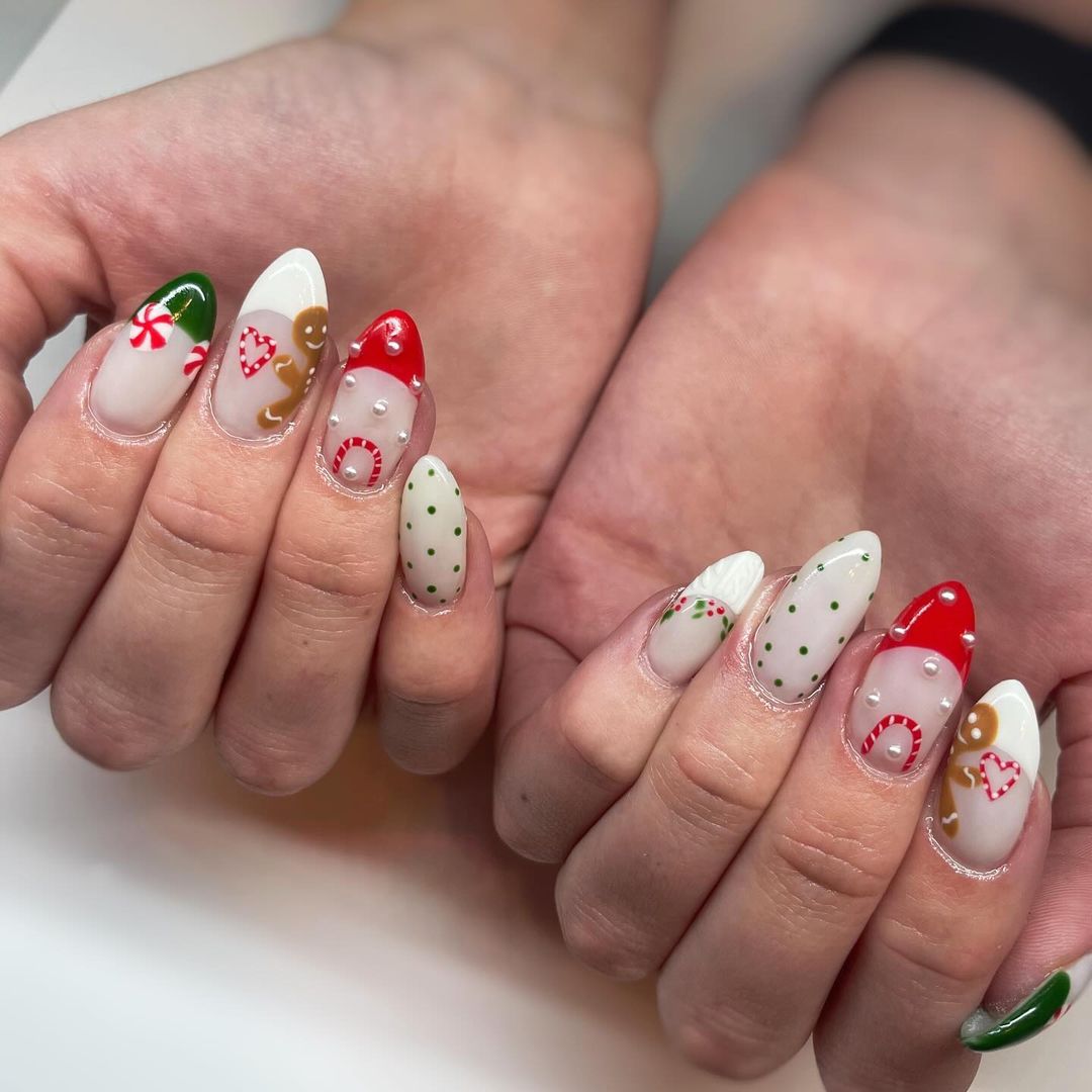 homem de gengibre unhas de natal giras