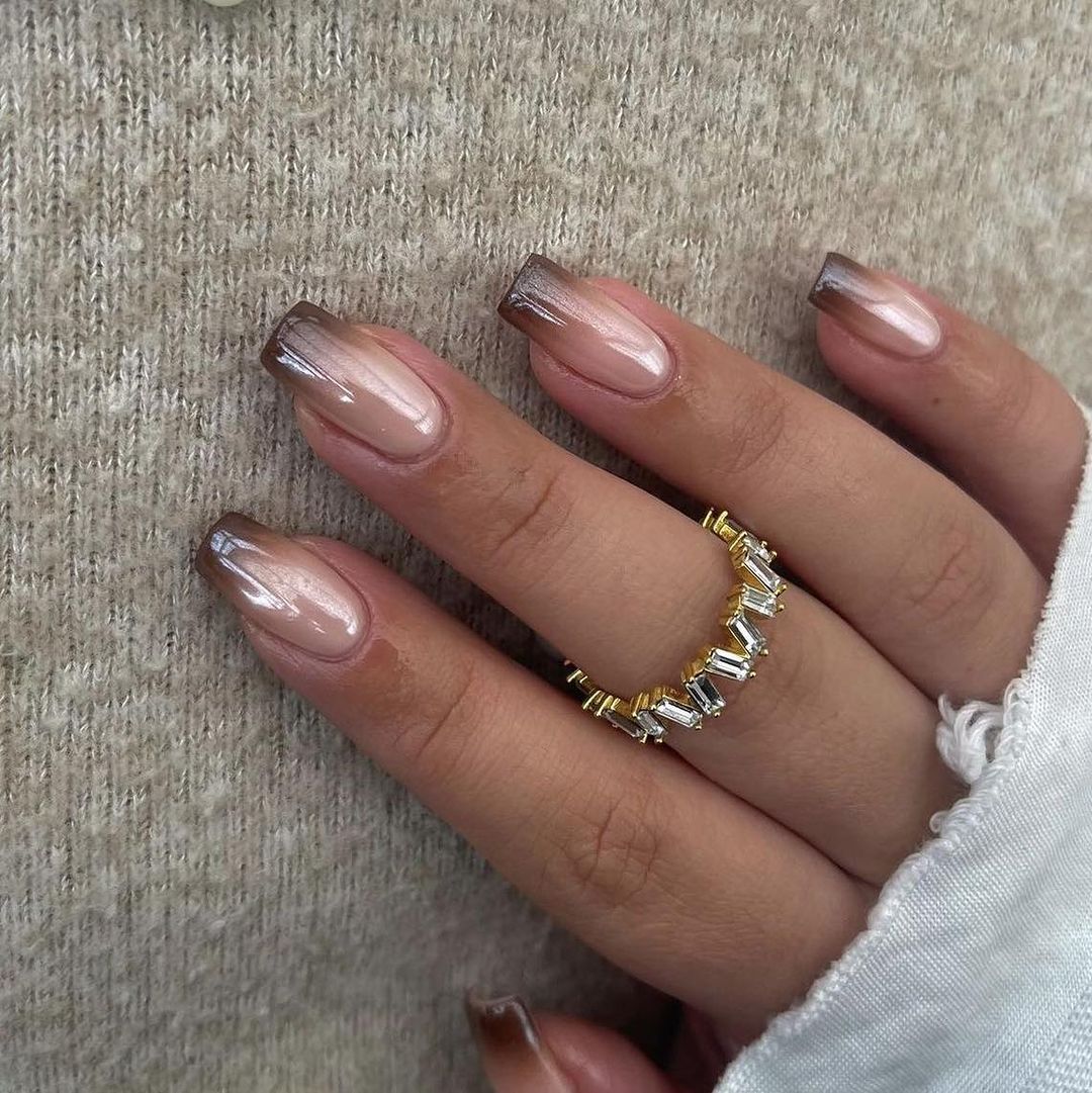 glazed donut brown nail design