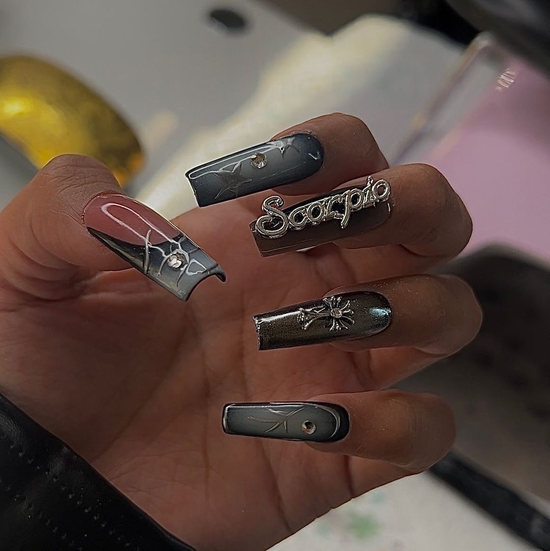 gray cloud scorpio nails