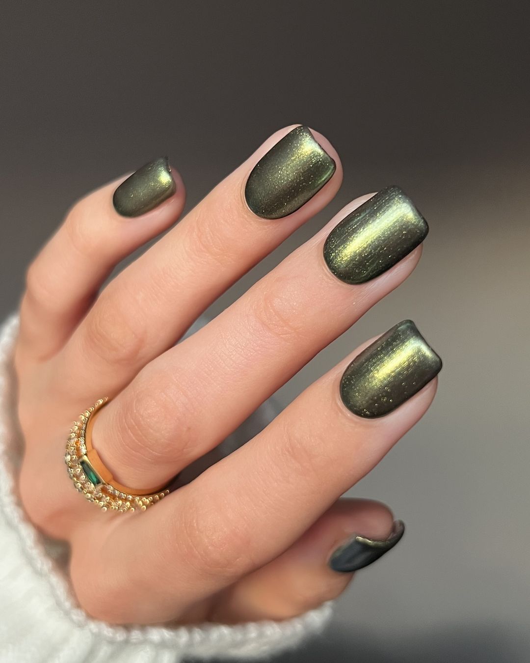 green fall-inspired square nails