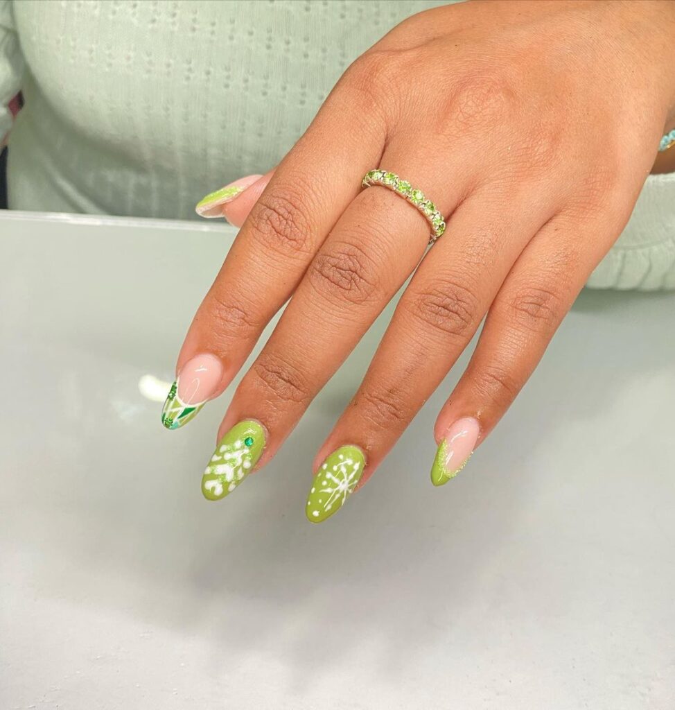 Greenish Nail Art Idea