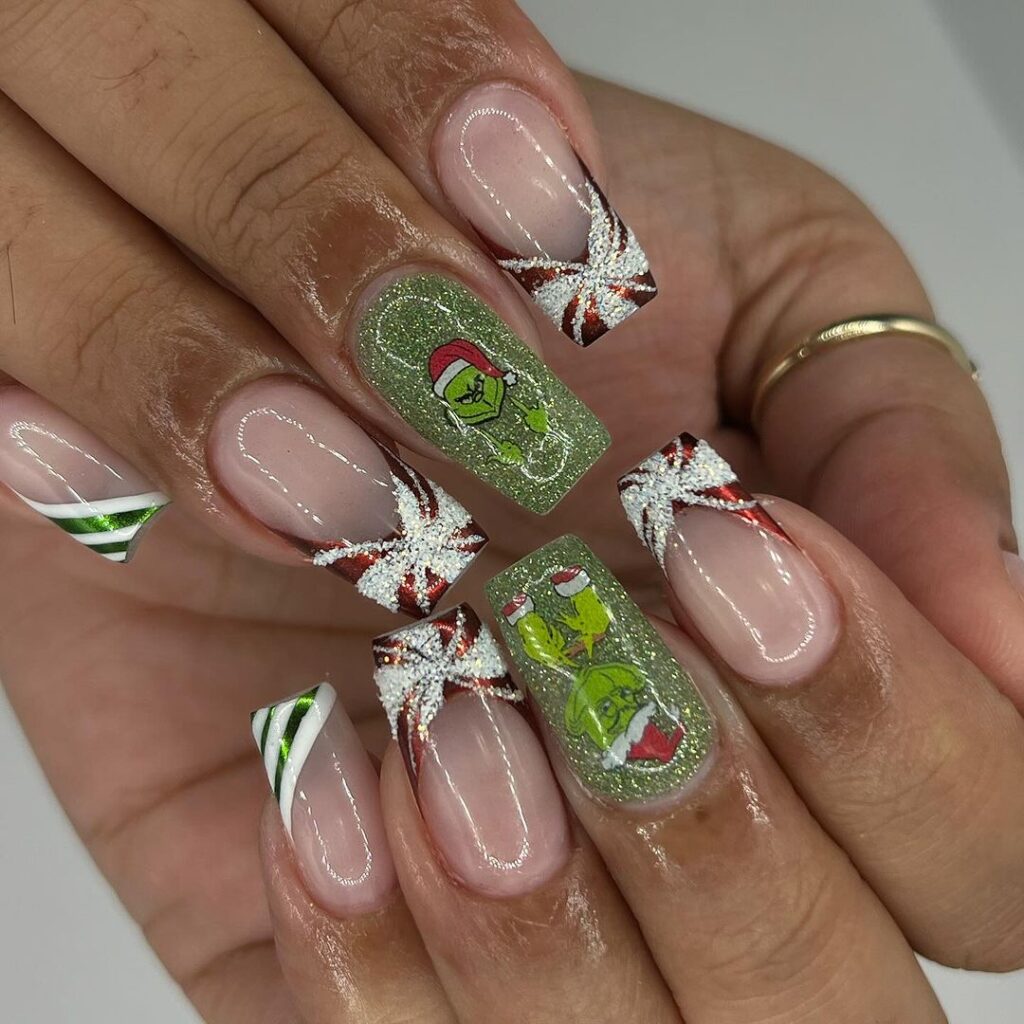 Grinch Nail Decals