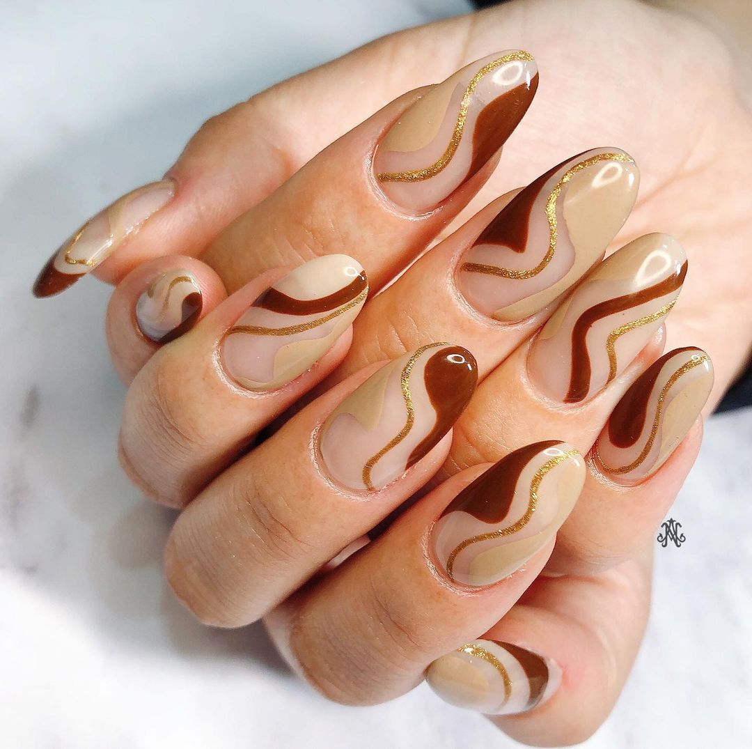 hazelnut spread brown nail design