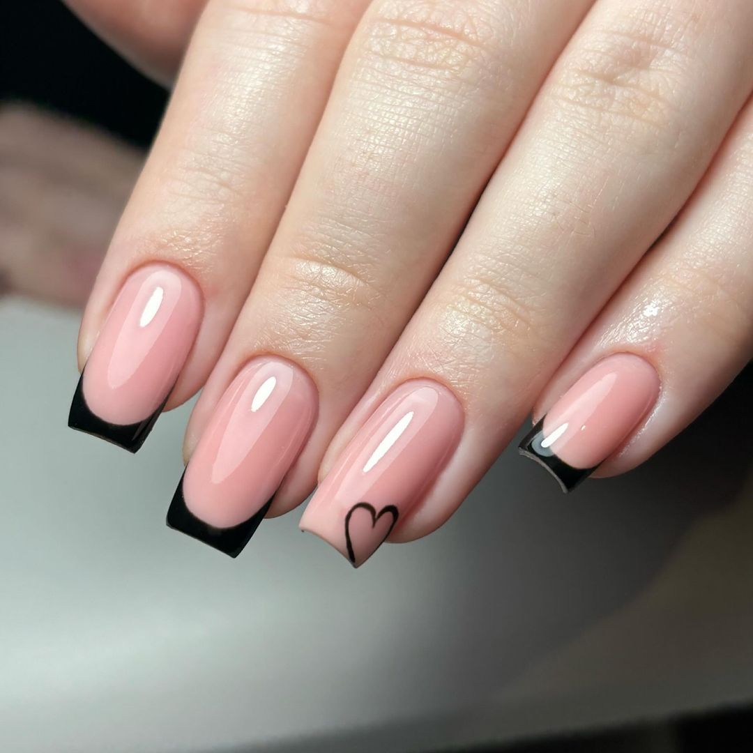 hearty surprise black french tip nails