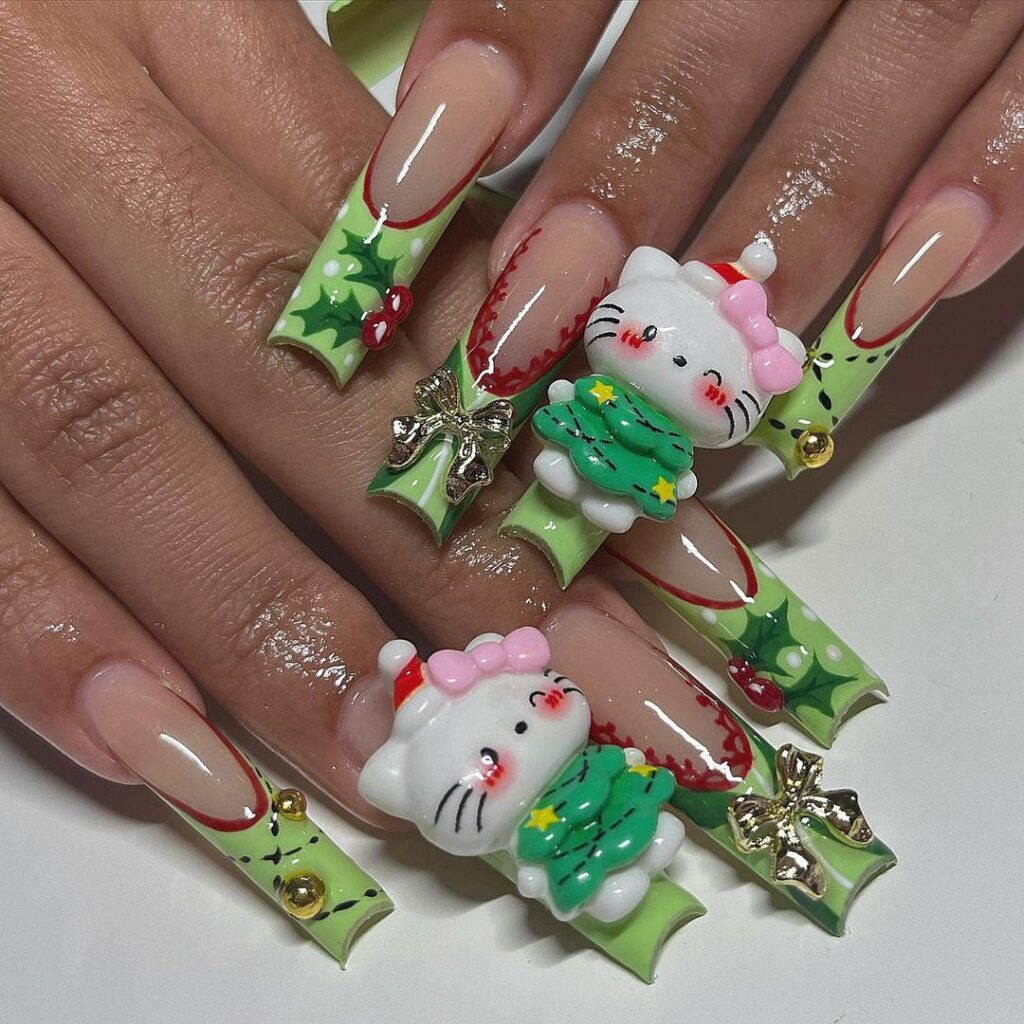 Uñas kawaii navideñas