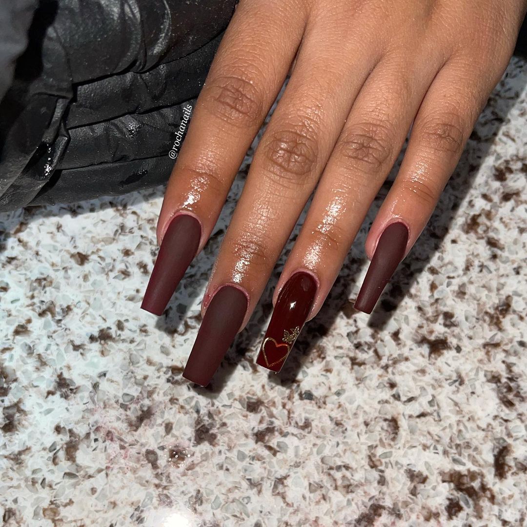 i heart matte burgundy nails