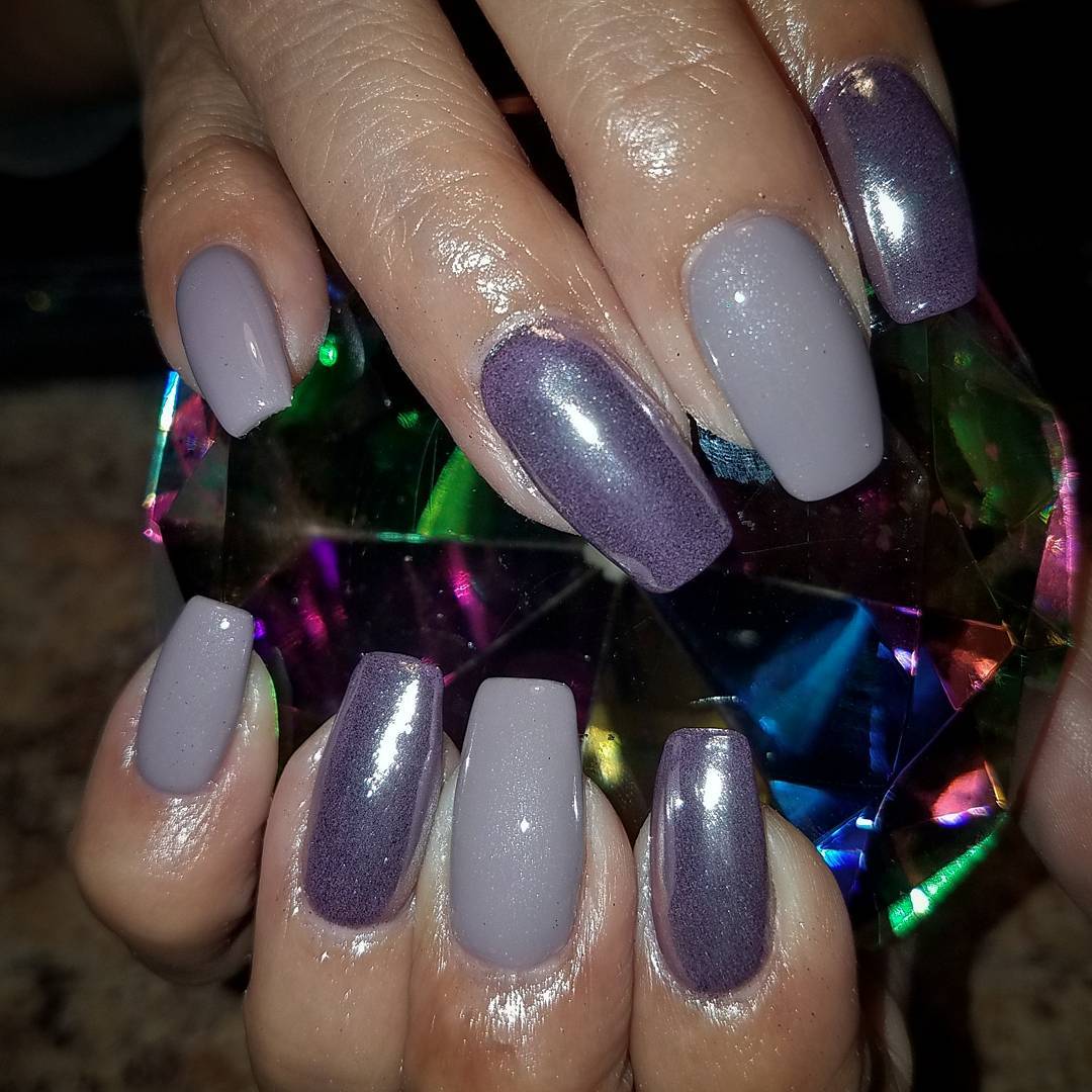 lavender chrome coffin nails