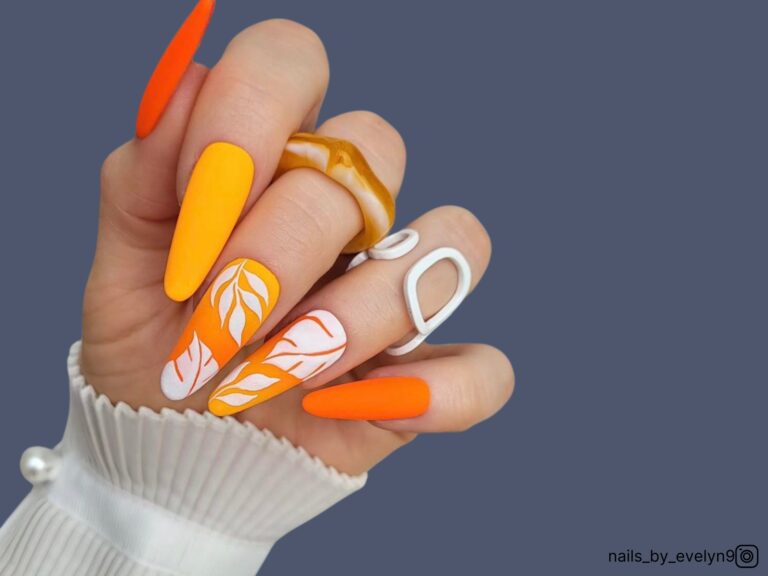 ongles orange d'automne