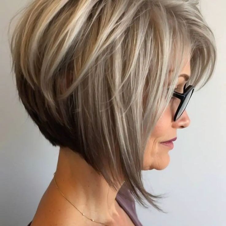 long layered bob for women over 50