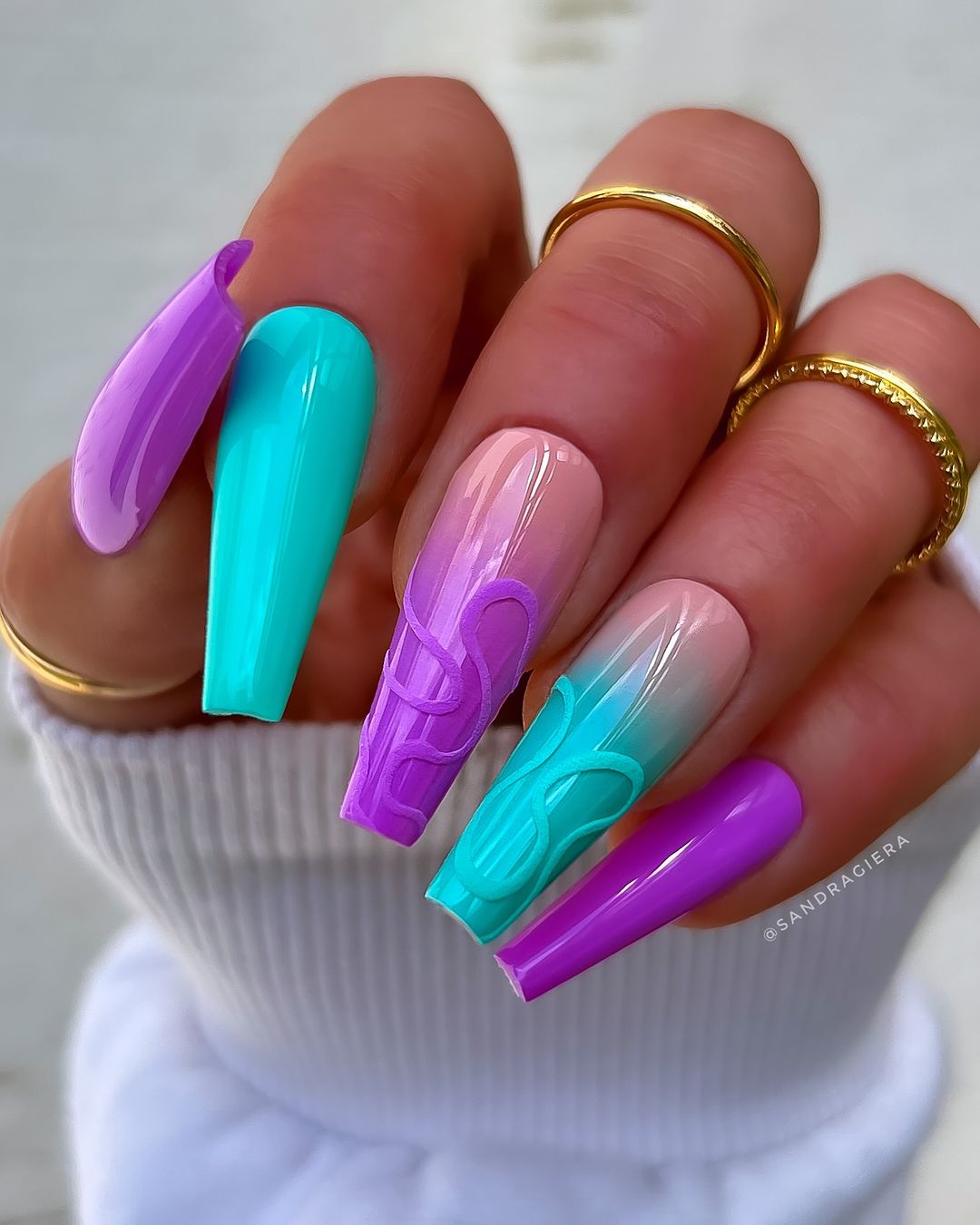 long ombre coffin nails