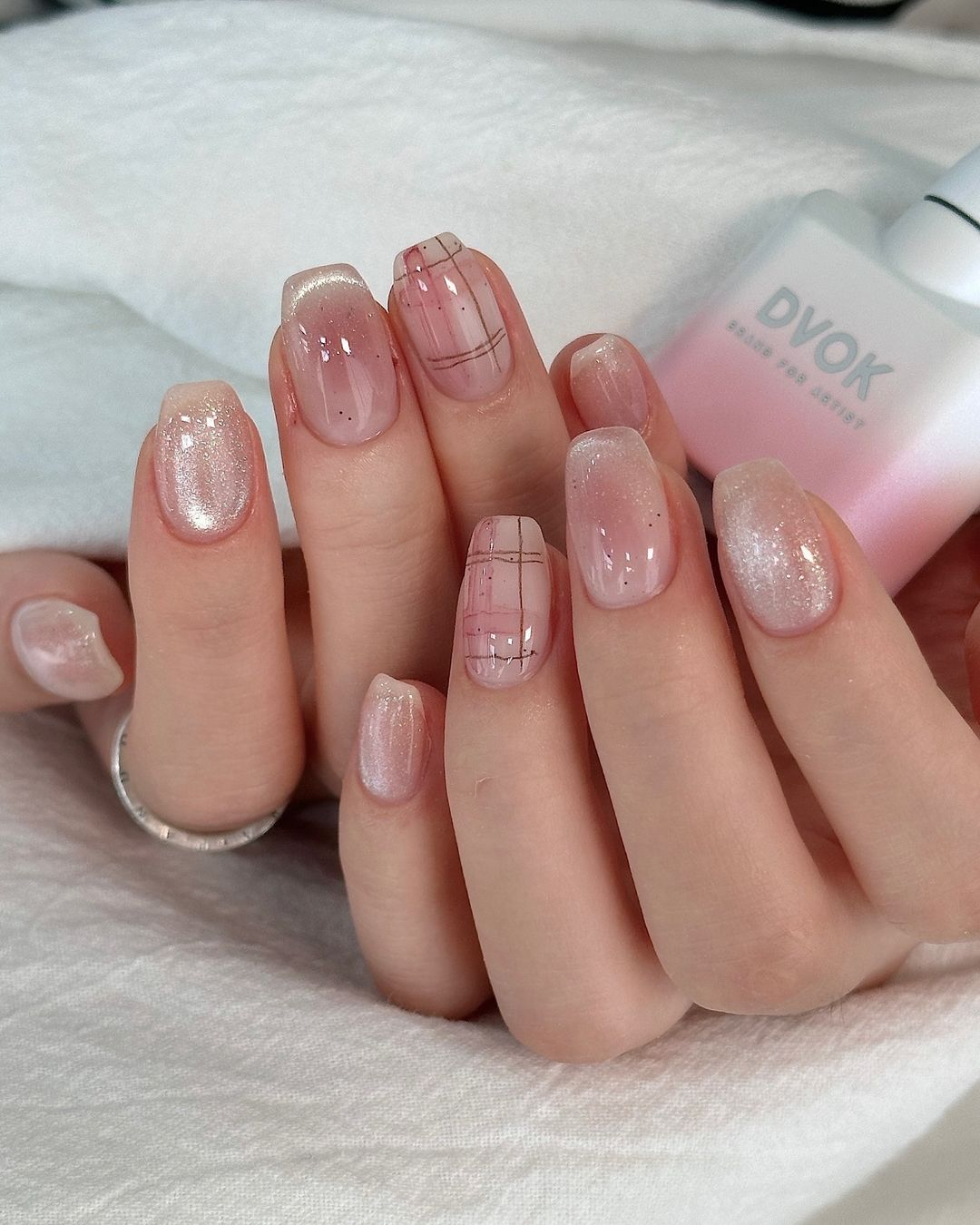 luminous touch nude glitter nails