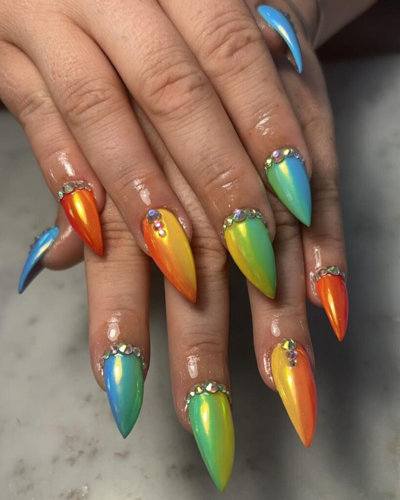 Ongles dégradés Mango Parrot