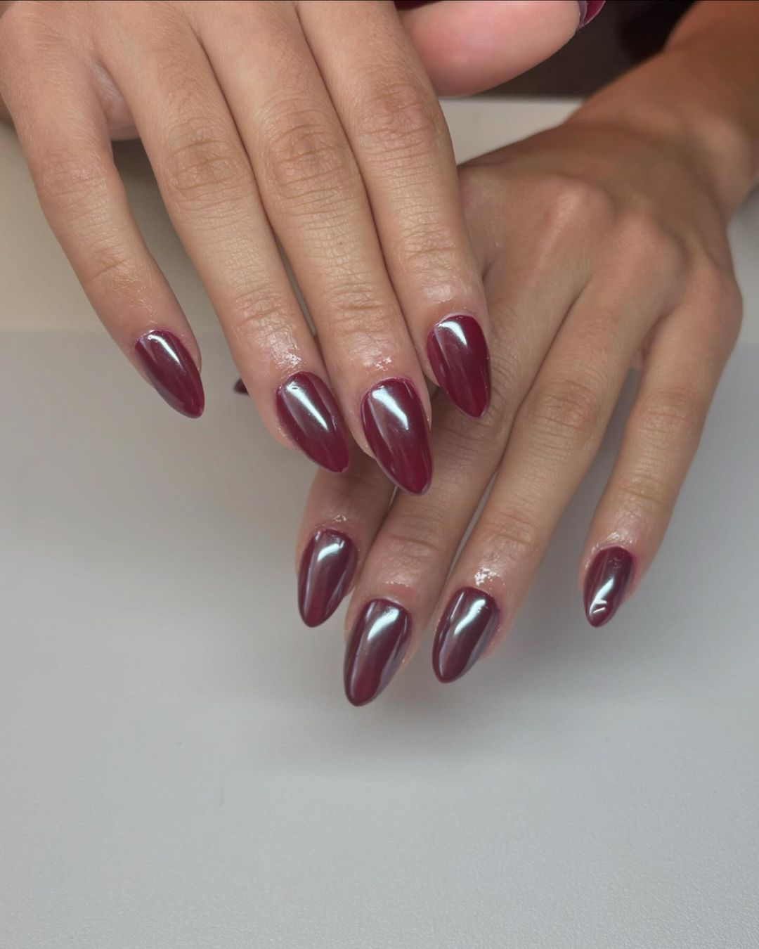 maroon chrome winter nails