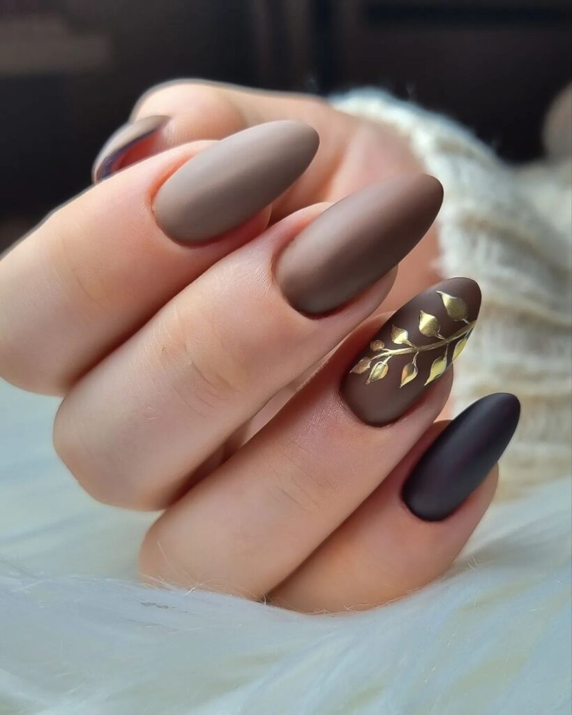 matte browns with golden leaves