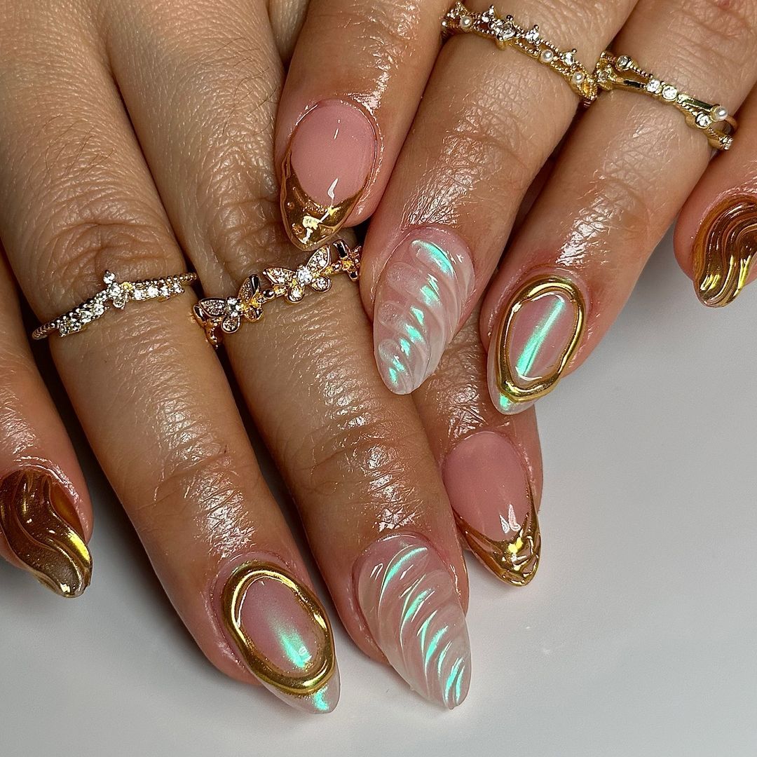 mermaid trendy gel nails