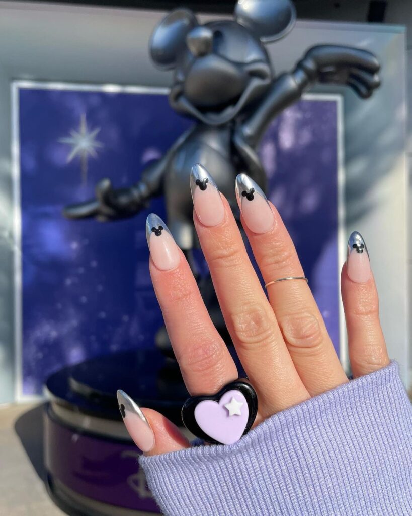 Mickey French Silver Nails