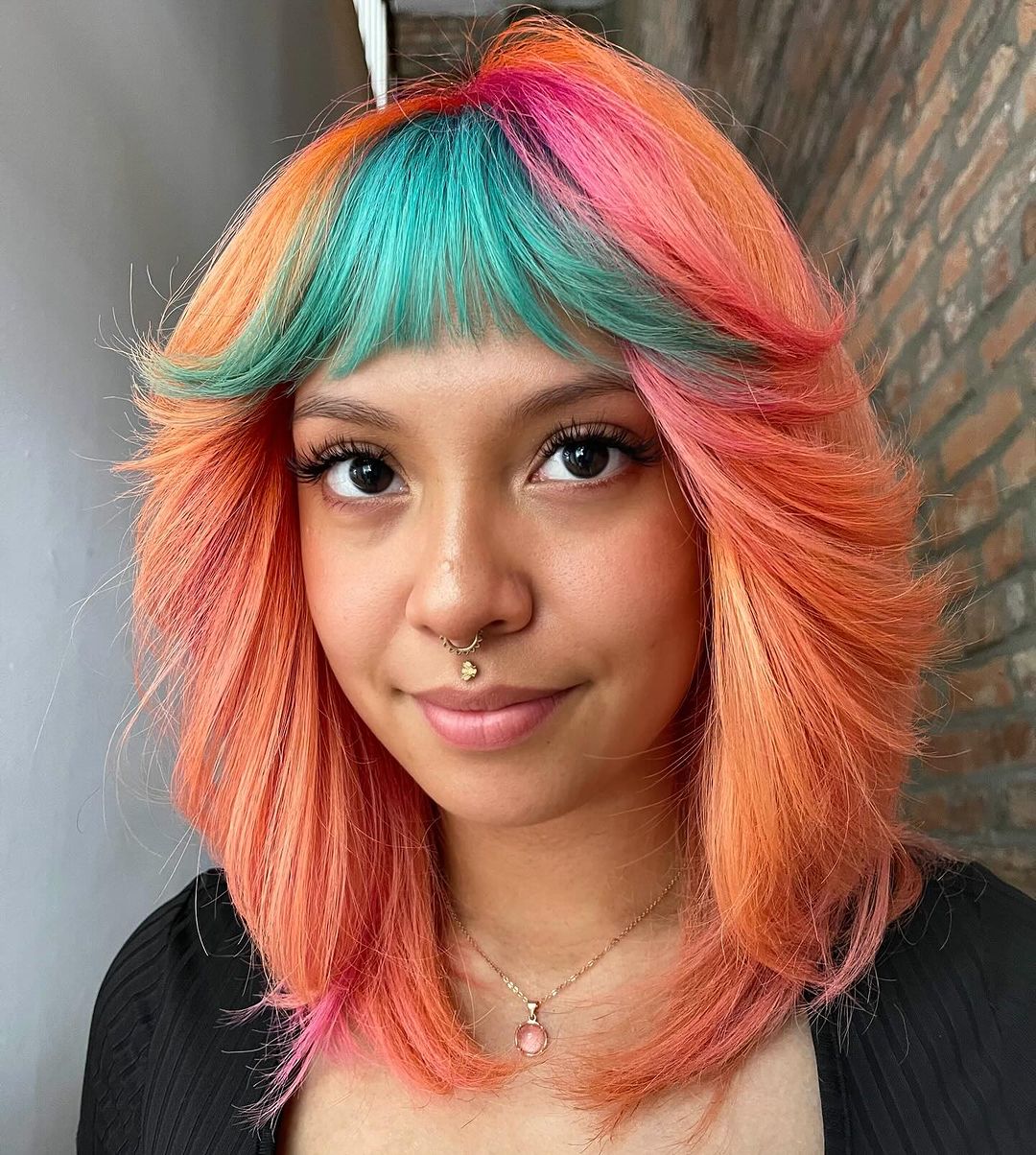 multicolored autumn hair look