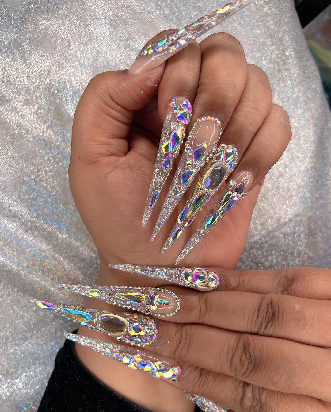 uñas de tacón de aguja bling de año nuevo