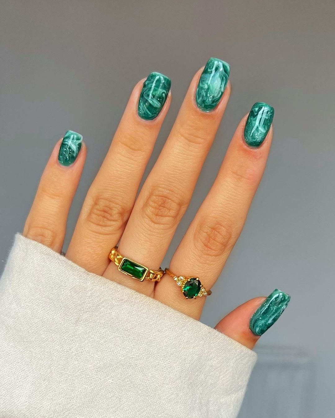 opal marble fall square nails