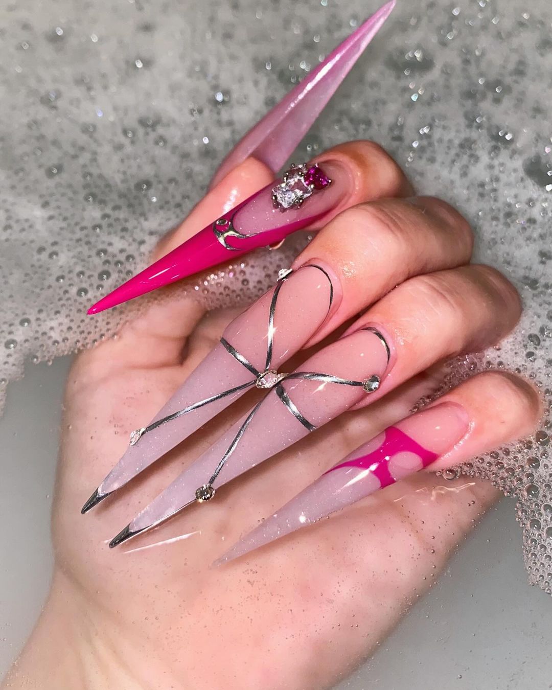 pink luxe stiletto nails