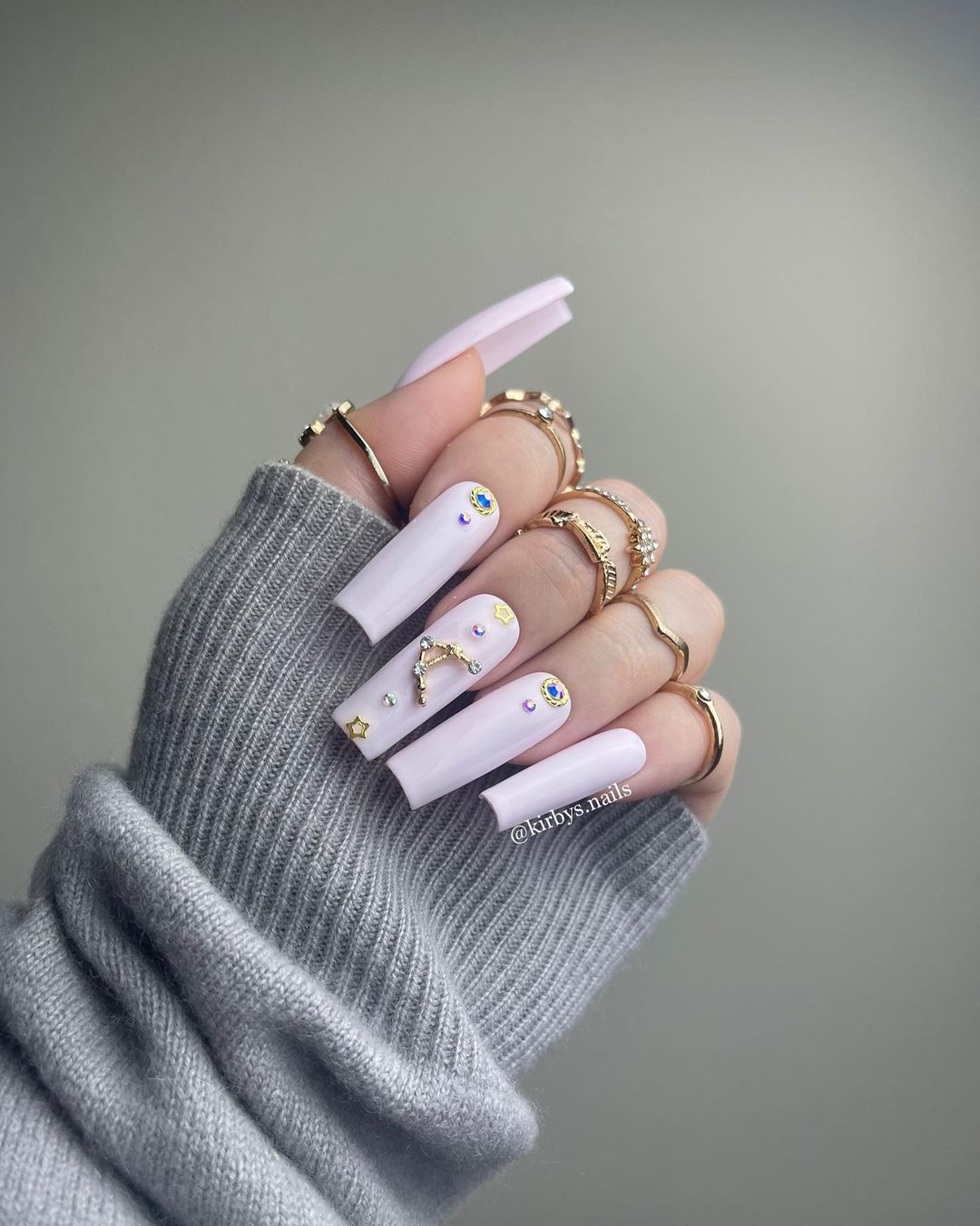 plain white libra nails